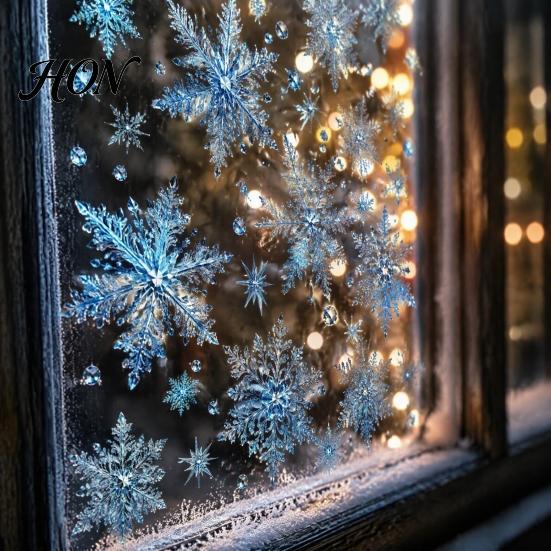 Snowflake Glass Decals 2 Sheets Christmas Static Sticker, Removable Winter Party Window Decor Cling, Waterproof Festive Decorative Decal Stickers