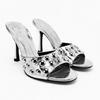 Fashion New designer large-sized rivet slippers for export, women's outerwear round toe exposed one-shoulder high heels