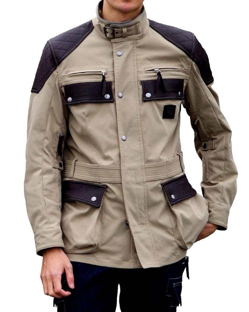 Max Fritz Sorona Genuine Leather Air Intake Rail Jacket Size L for and Autumn 2, Men's Beige, (48), MFJ-2467, Motorcycles, Spring, Summer,