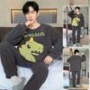 Pijama de Diseño Lindo de Moda para Hombre Otoño Invierno Forro Polar Coral Espesado Cálido Suave Masculino Polar Térmico Conjunto Ropa de Casa Juvenil