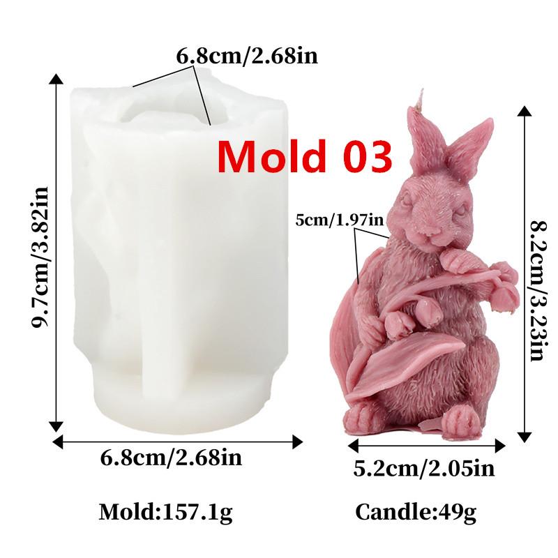Easter Bunny Silicone Candle Mold DIY Flower Rabbit Shaped Easter Candle Gypsum Cake Mold Decorative Gifts Home Use