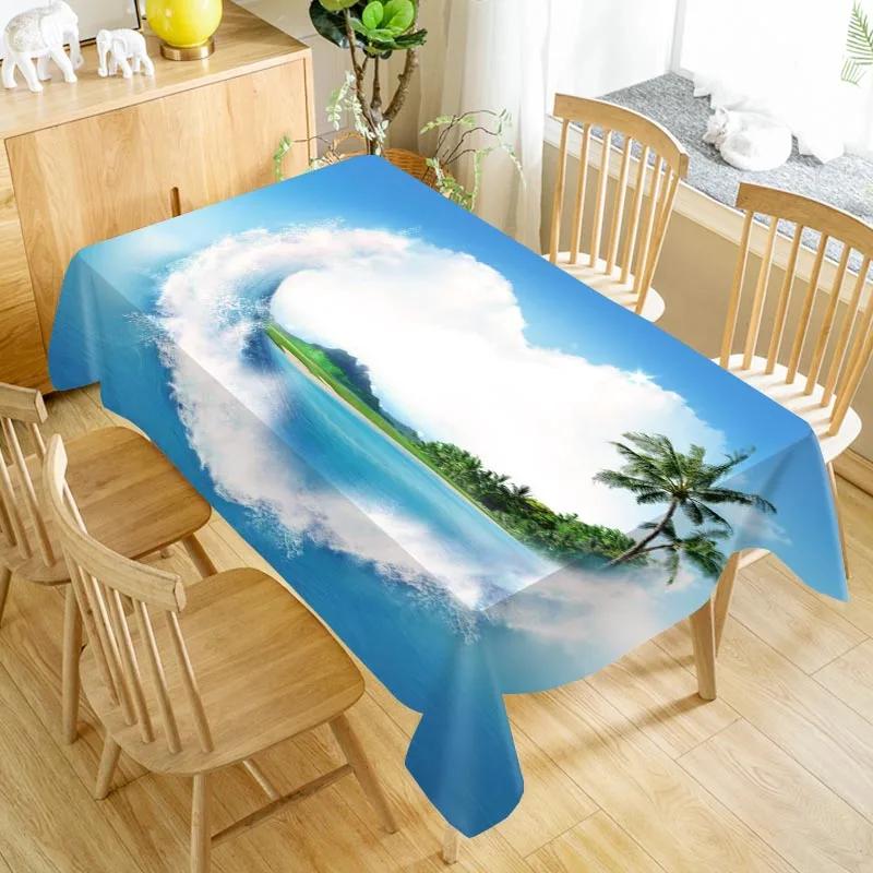 Custom Beach Seaside Table Cloth Oxford Print Waterproof Oilproof Home Rectangular Party Table Cover 100X140cm/140X250cm