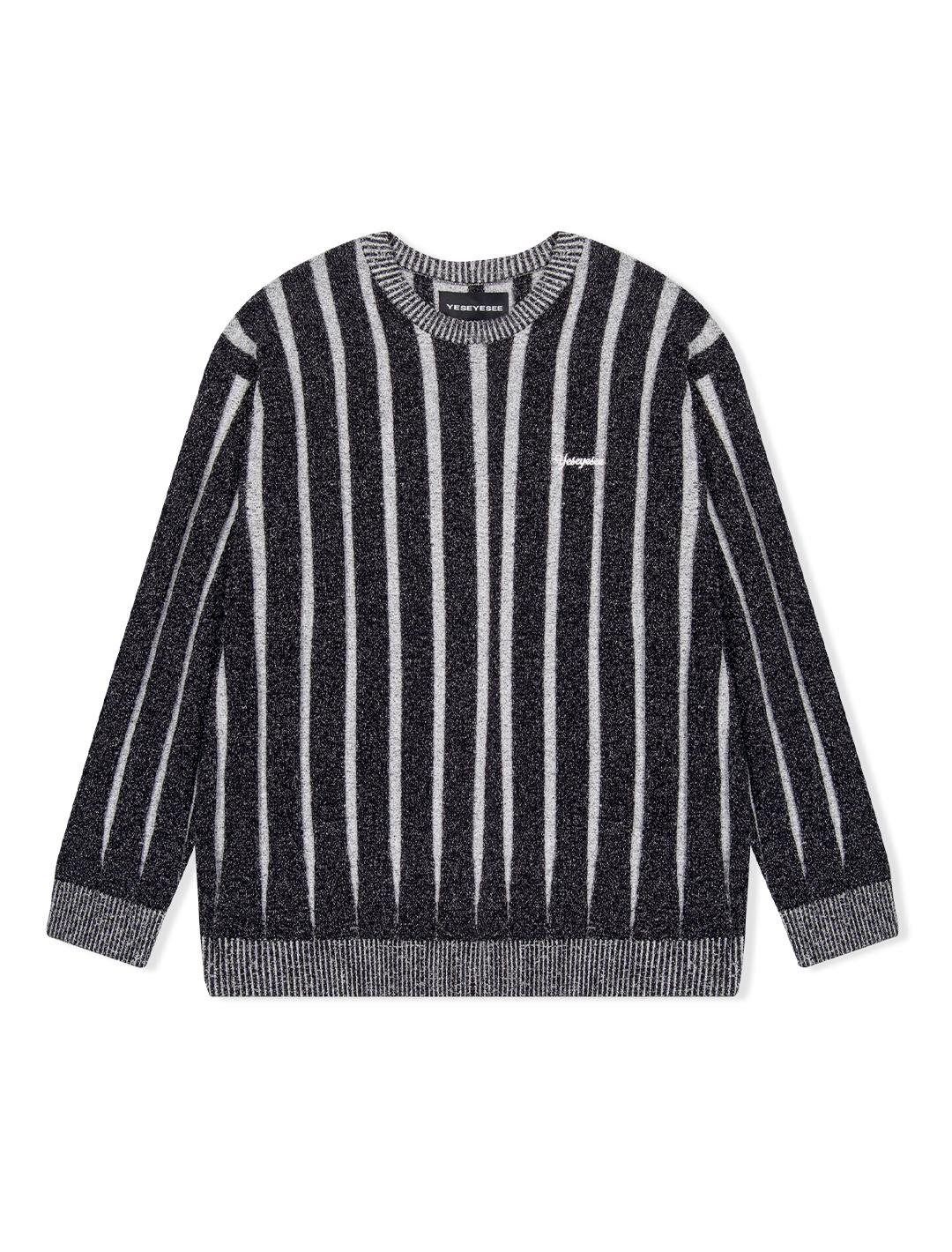 Yes Ic Stipe Knit Pullover Black Black/M