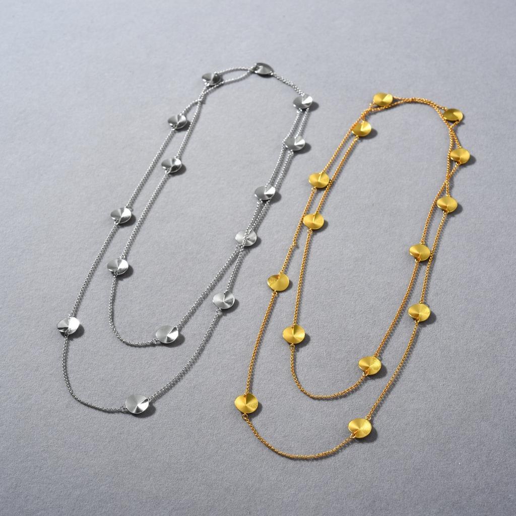 Temperament Fashionable High-End Metal Multi-Disc Long Chain Stackable Long Chain Niche Light Luxury Trend Necklace