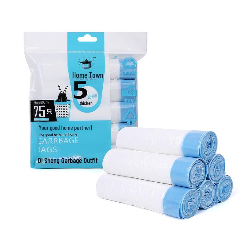 Home Town Portable Thickened White Drawstring Garbage Bags for Household Use