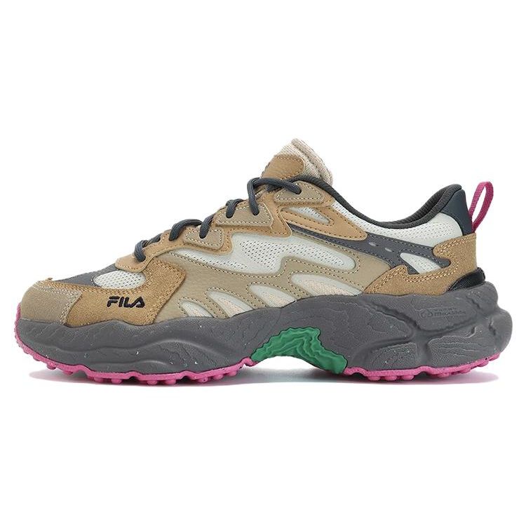 Fila Fern Series Fern Grass Shoes Fabric Cow Split Leather Synthetic Leather Low Top Dad Shoes Men Sneaker Oyster-Gray F12M331101FOI