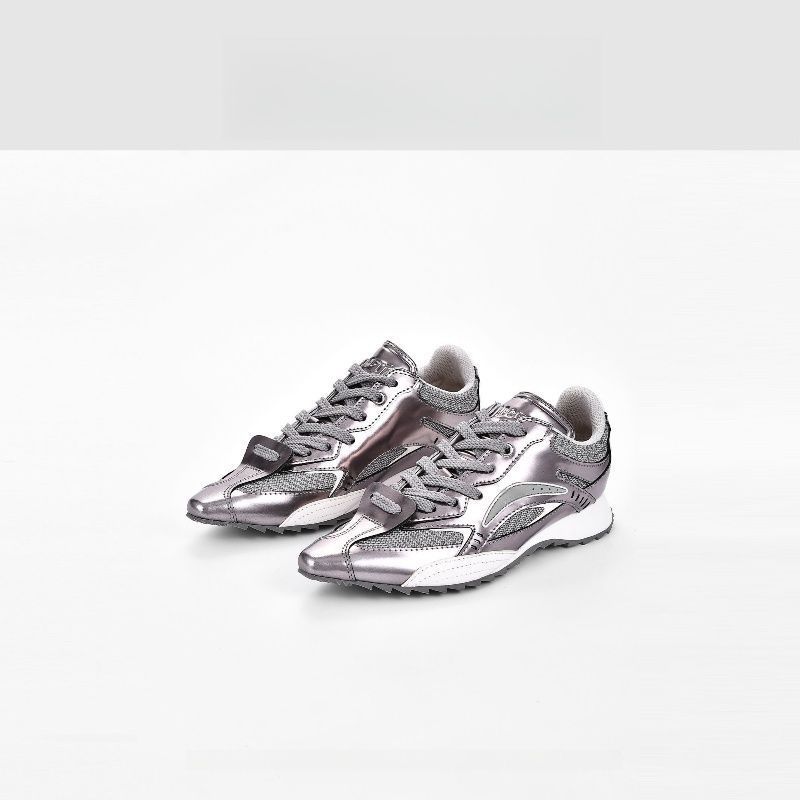 Versatile Pointed Silver Sneakers Women's Inner Height-increasing Boxing Shoes German Training Shoes Retro Fashion Small Silver Shoes 2025 New