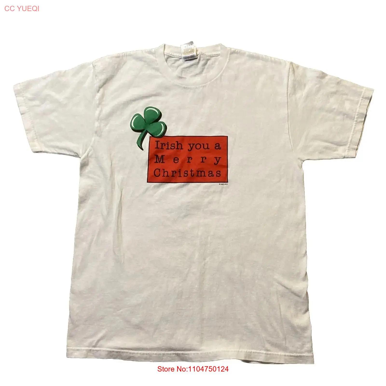 Irish You A Merry Christmas White T Shirt Men s Large Vintage Novelty vintage Washed Breathable streetwear Versatile Stretched S разноцветный