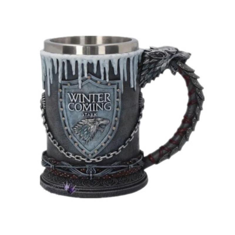 Ritter Edelstahlkelch Retro Bierkrug Whiskeybecher Kreatives geprägtes Harzornament Personalisierter Becher