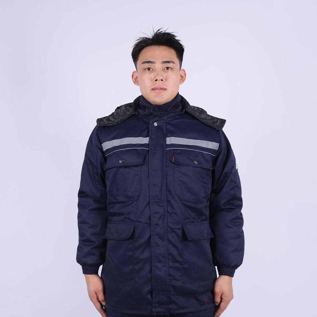 Men's Winter Antistatic Reflective Cotton-Padded Jacket for Cold Storage Workwear