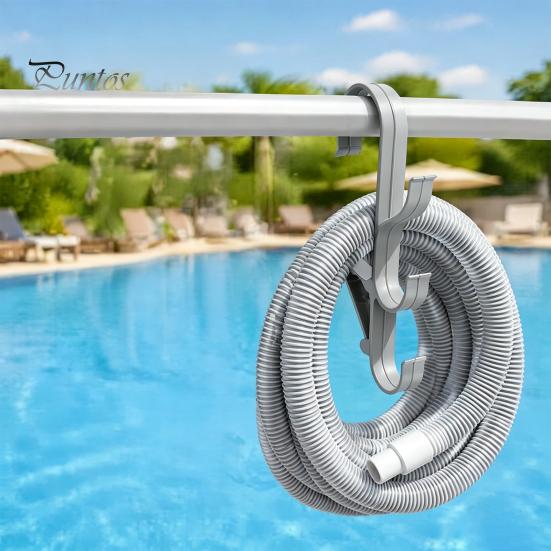 Swimming Pool Maintenance Tool Hanger Poolside Pole Hanger, with 3 Hook Configuration, Weather Resistant Management System Organizer, for Telescoping