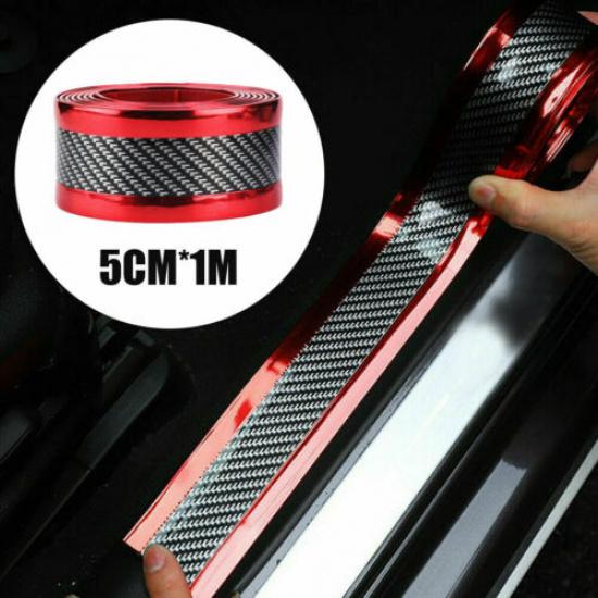 Carbon Fiber Car Door Plate Sill Scuff Cover Anti Scratch Sticker Accessories