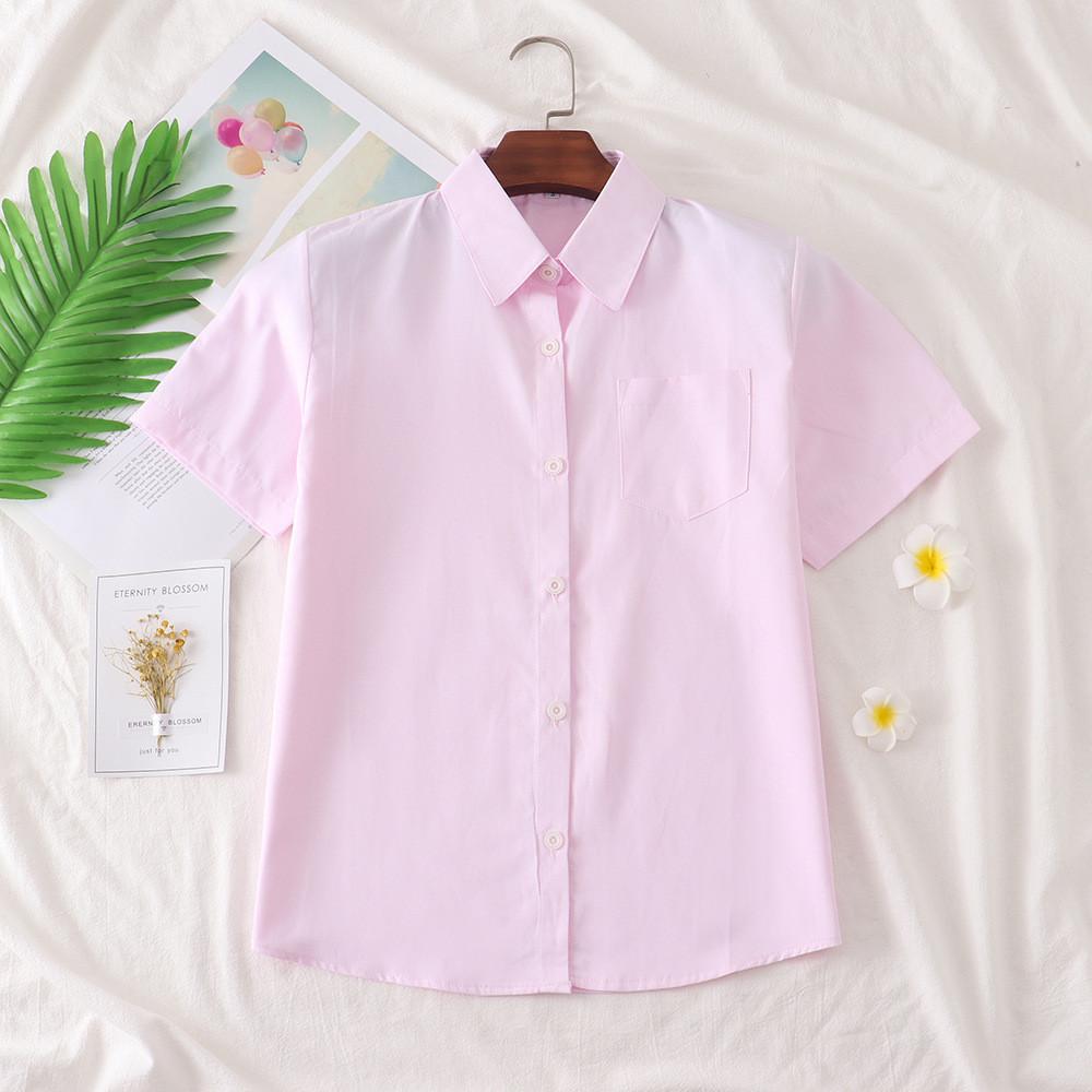 Kurzarmhemd im College-Stil mit Flicken für Damen, Klassenzimmer-Uniformen