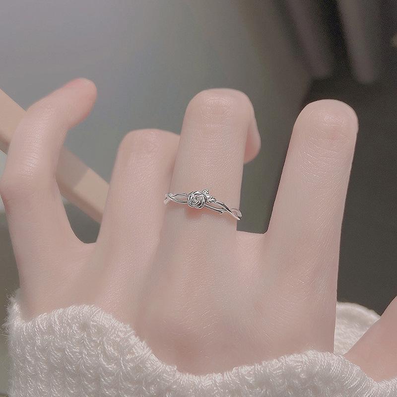 Sweet Rose Flower Ring for Women - Unique, Versatile, Luxurious, and Fashionable Hand Jewelry. Adjustable Open