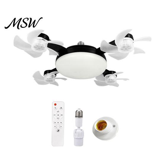 Smart Home Ceiling Fan 3/4/5 Blade with Light & Remote Control, 2-in-1 Silent LED Drone Eye Protecting Foldable Blades, 3-Speed Dimmable E27