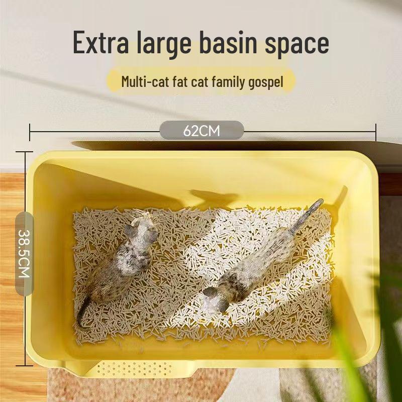Extra-Large Semi-Enclosed Cat Litter Box - Anti-Splash, Spacious Design