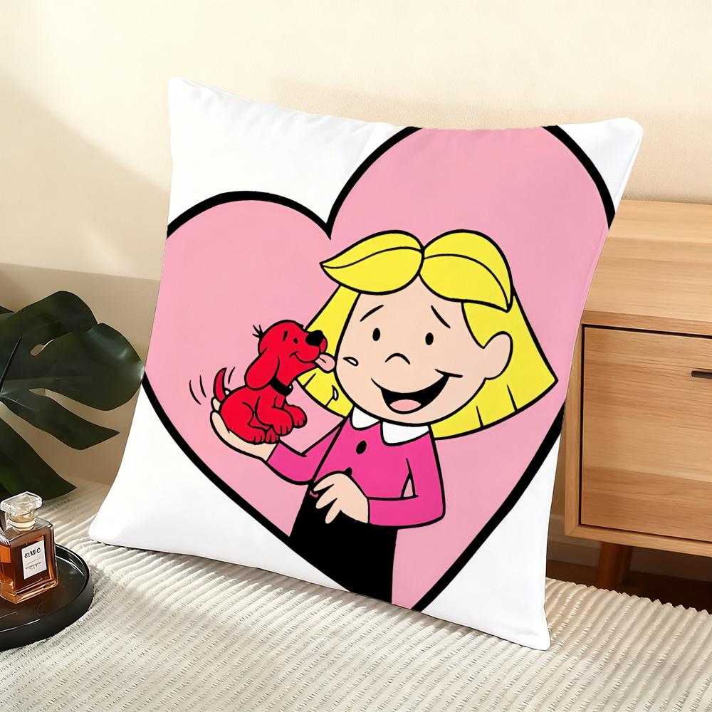 C-Clifford The Big Red Dog Cushion Cover Soft Short Plush Pillow Cover Smooth Cozy Texture Aesthetic Cushion Case Home Decor