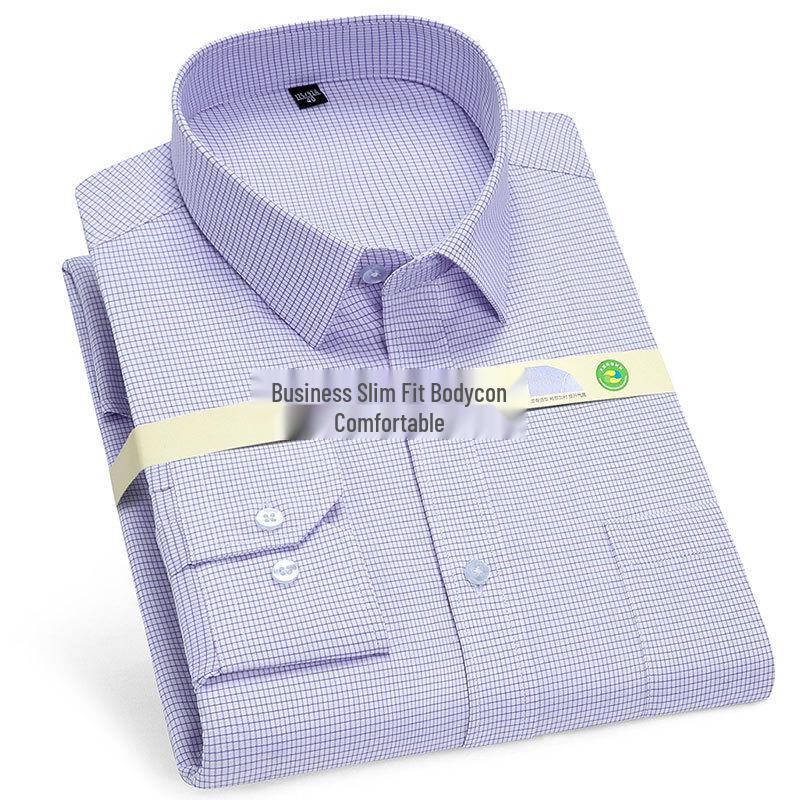 Męska koszula z długim rękawem Golden Shield w białe paski, o luźnym kroju, biznesowa, formalna, zapinana na guziki