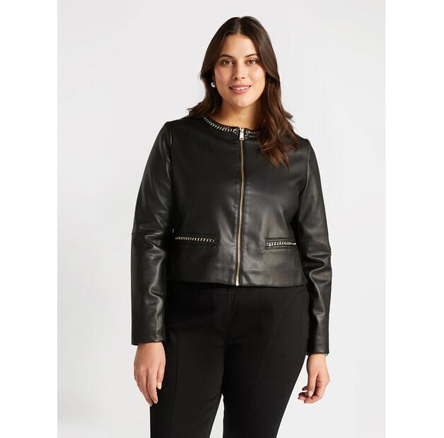 Куртка из имитации кожи Fiorella Rubino R343T001200N033 Черный Boxy Fit EU 48