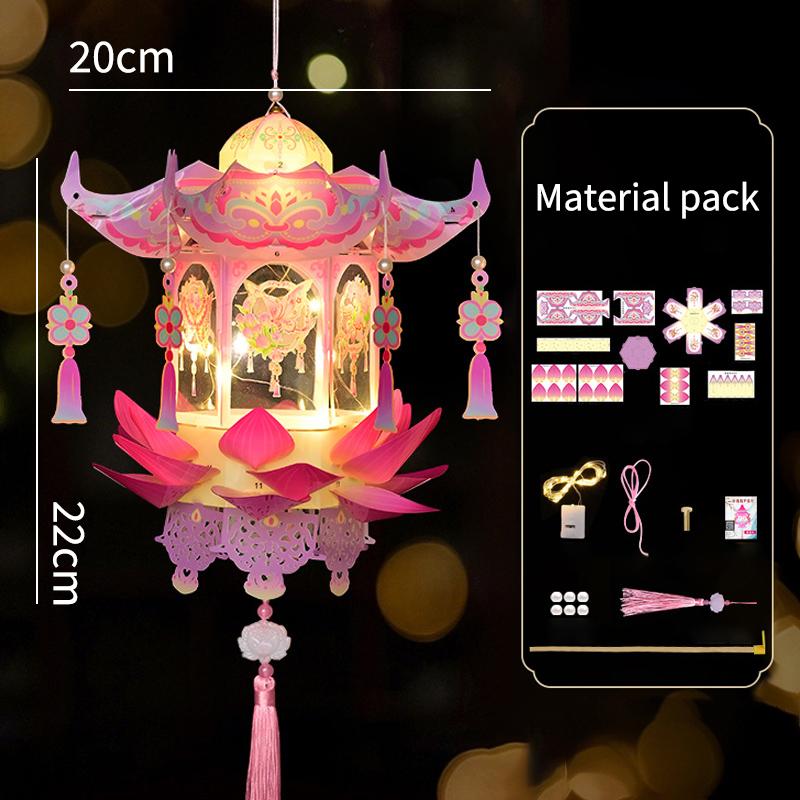 Mid Autumn Festival Lantern Palace Shape DIY Lantern Handmade Luminous Lamp Holiday Hanging Light Decor Birthday Gift Lanterns