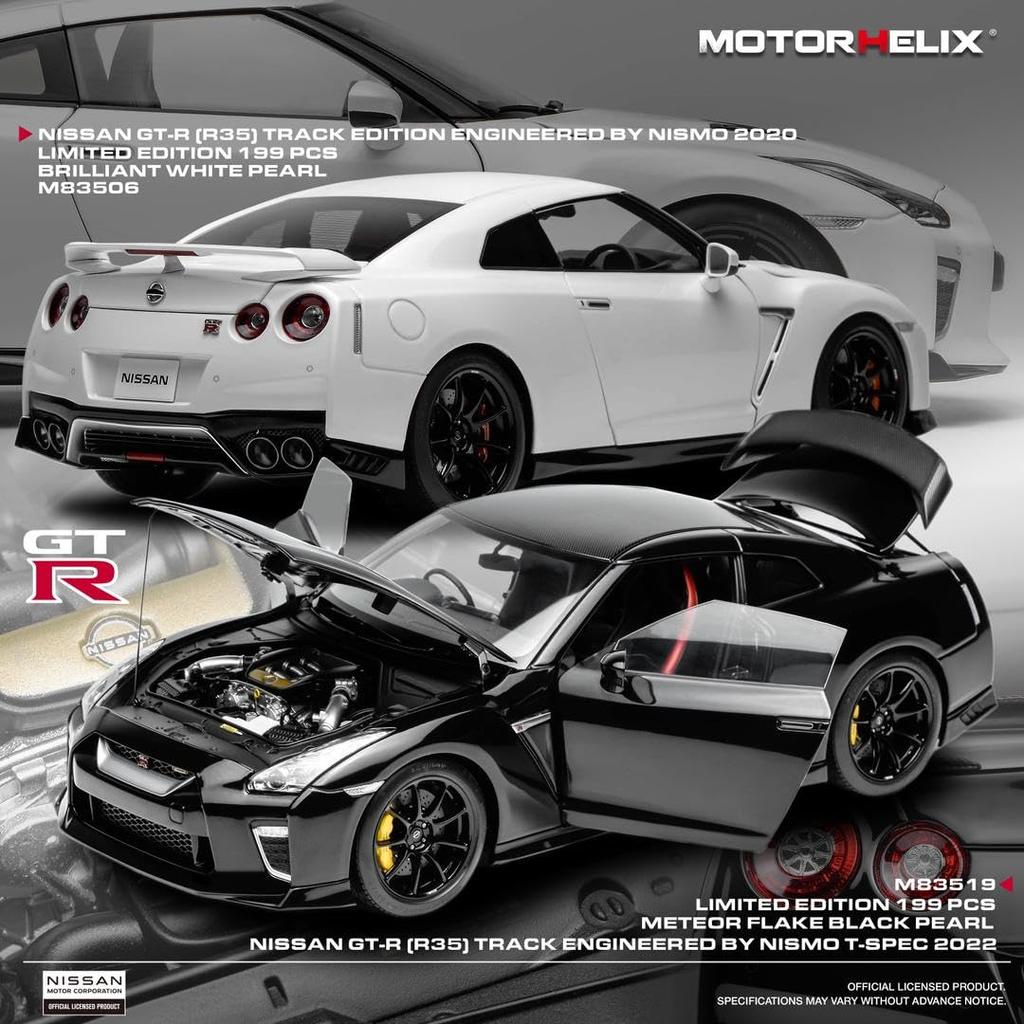 FREESTYLE MOTORHELIX Scale Nissan Track Edition Engineered By NISMO 2022 Meteor Flake Black Pearl Finished Product M83519 1/18 GT-R (R35) T-Spec