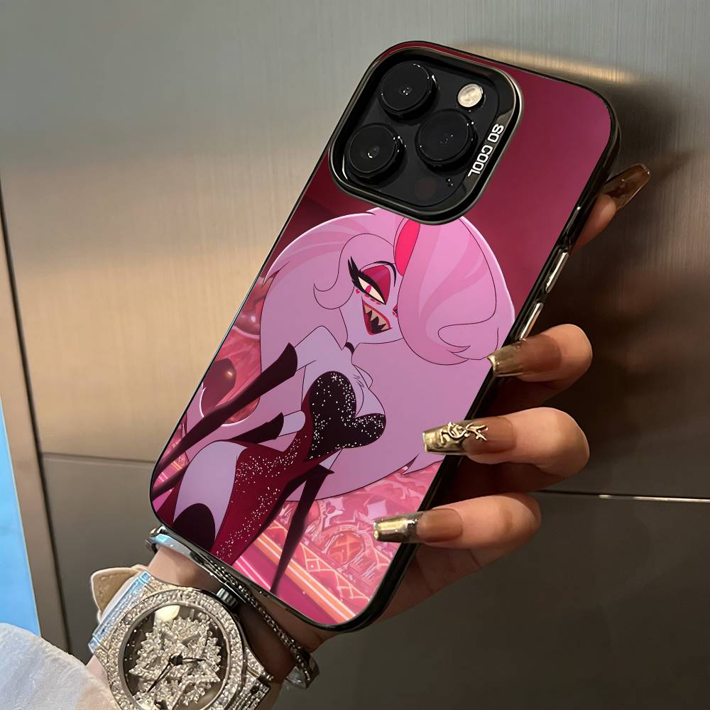 A-Angel Dust H-Hazbin H-Hotel Custodia per Telefono Per iPhone 17,16,15,14,13,12,11 Plus Pro Max Custodia per Telefono Colorata Argentata