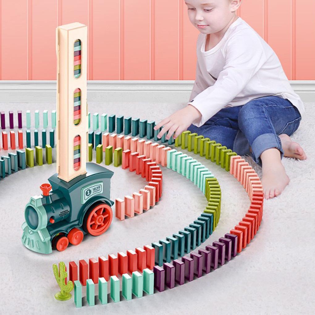 1 Set Kids Games Domino Train Mexican Stacking Game Electric Trains Building Toy Boys Girls Party Favors