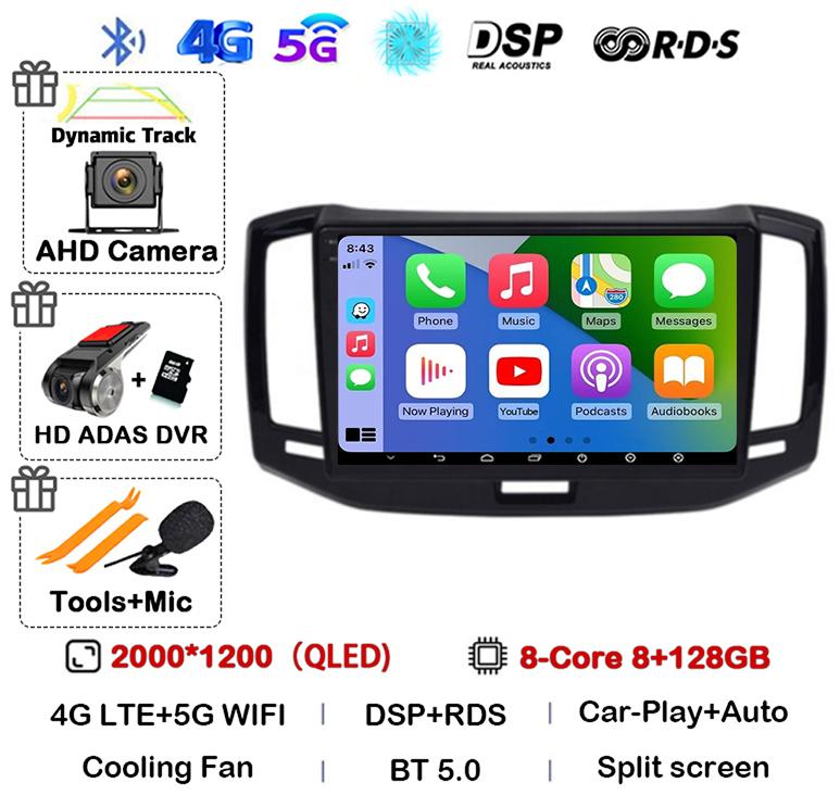 Android 14 Auto CarPlay WiFi+4G Autoradio GPS Für Chery E3 2013 2014 2015 2016 2017 Multimedia Video Player 360 Kamera Head Unit