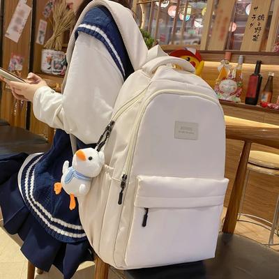 2024 Koreanischer Stil College-Studenten-Tasche Laptop-Rucksack Hohe Qualität Wasserdichtes Nylon Damen-Rucksack für Teenager-Mädchen Schultasche