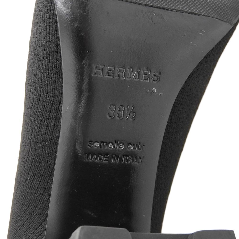 HERMES Excellent condition Volver Exlibris knit short boots, women's, black, size 38 1/2 shoes black fabricUsed