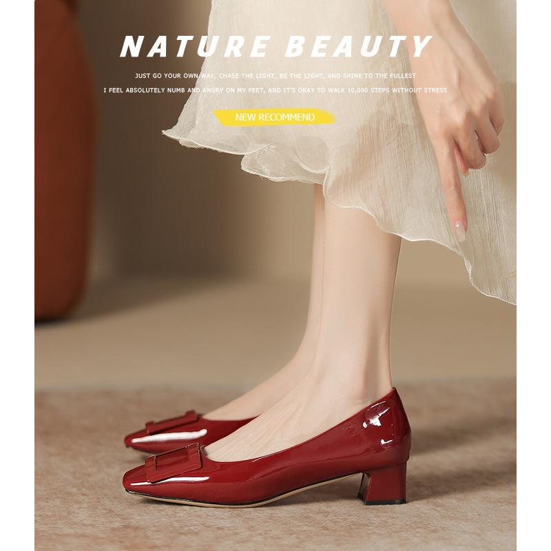 

Yue Xinwang leather flat for Huizhou women s shoes Su Yinyin same high heels nude spring new Mary Jane shoes women 39 бордовий