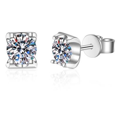 Orecchini in Argento Sterling 100% 925 per Donna Certificati Moissanite Colore D Borchie Placcate Oro Bianco 18K Regalo di Gioielli per il Compleanno