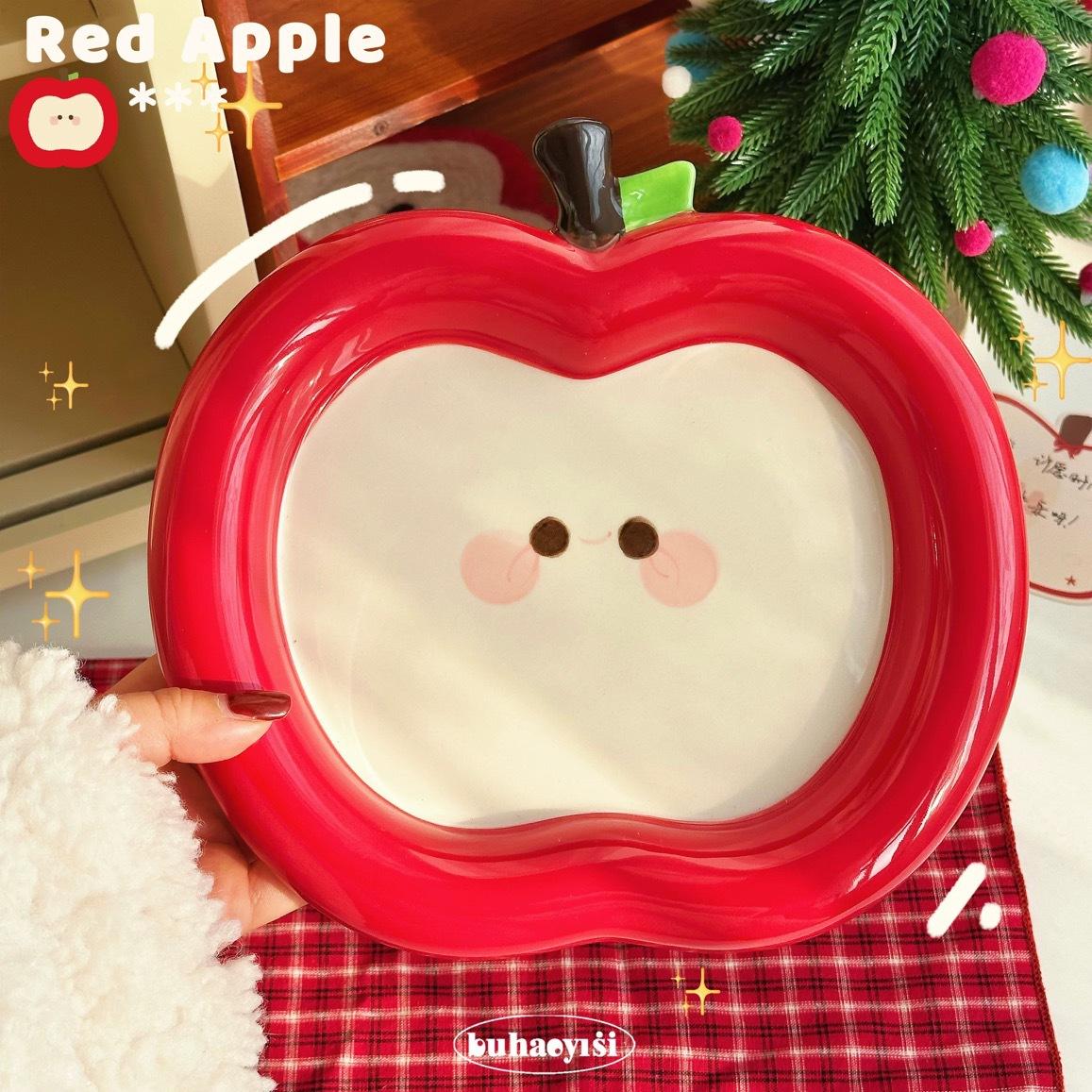 

Originality Apple Platter, Fruit Dessert Platter Cute Apple Rice Bowl Breakfast Plate and Italian Noodle Dish