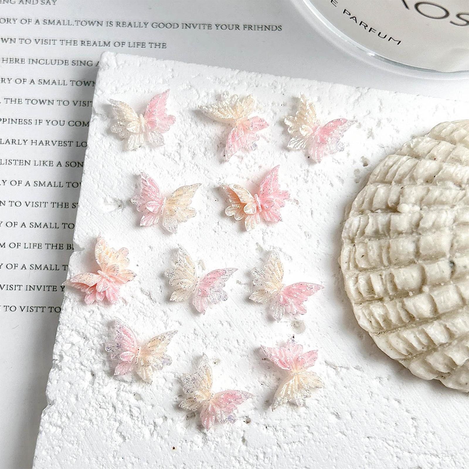 

30 штук Роскошные наклейки для ногтей с бабочками, двухслойный дизайн, водонепроницаемые наклейки для ногтей для DIY маникюра, нейл-арта One Size