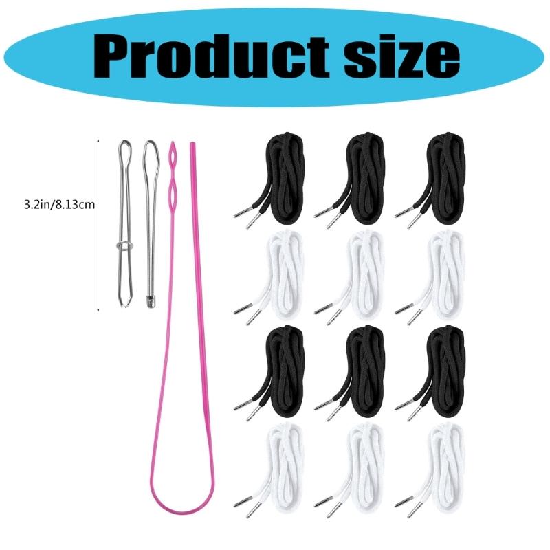 12pcs Drawstring Cord And Easy Threader Tool Kits For Sweatpants Hoodies Coat Swim Trunks Drawstring Rope Replacement