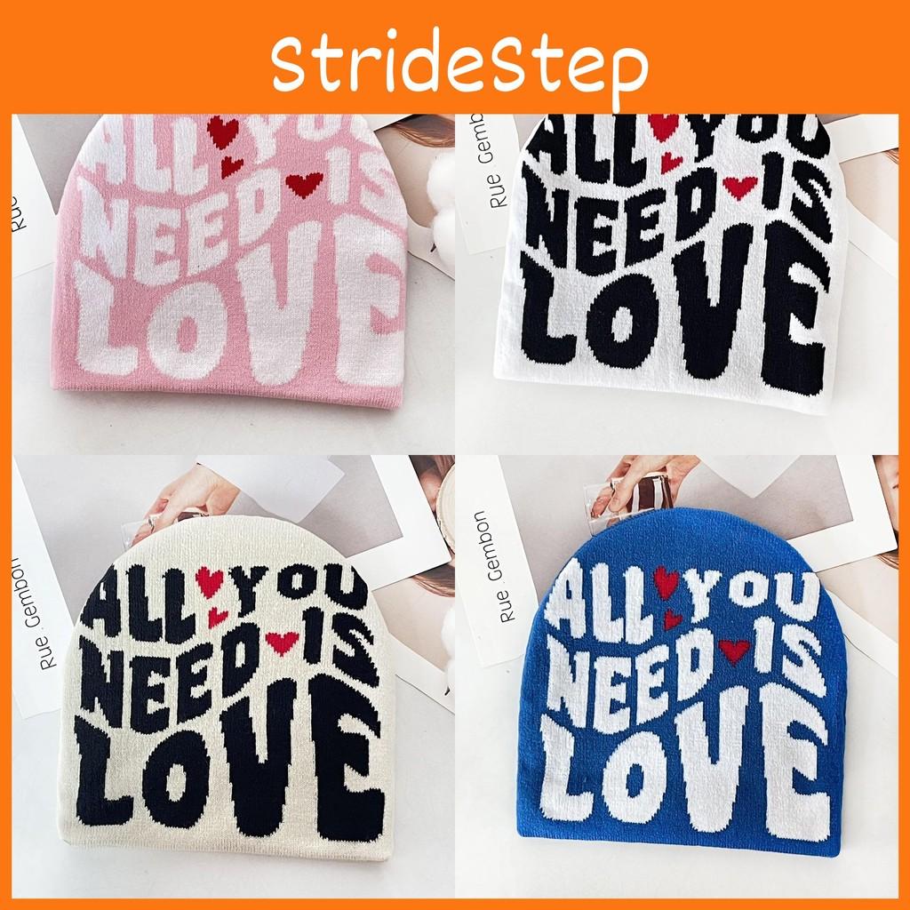 Blocked Simple Color Letter And Heart Pattern Women Casual Warm Hat Knitted