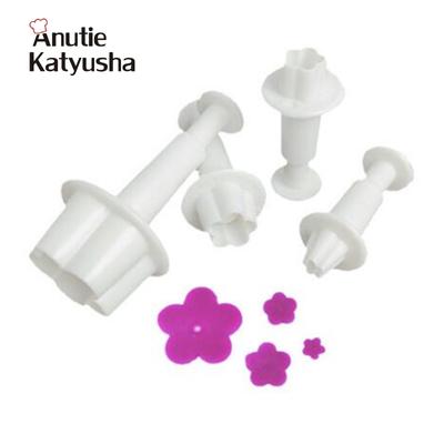 4 unids/set flor de ciruelo émbolo cortador de Fondant herramientas de decoración de pasteles Sugarcraft estampador de galletas DIY accesorios para hornear
