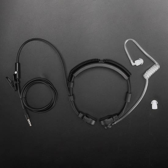 3.5mm Throat Mic Microphone Earphone PTT Adjustable Concealed Air Conduit for Smartphone