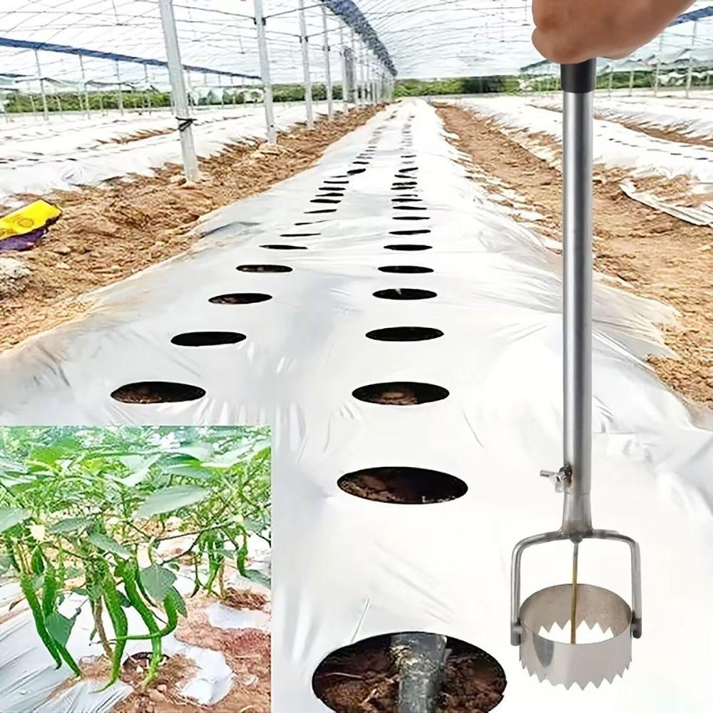 1 szt. Metalowy dziurkacz do folii plastikowej 5 cm/9 cm Narzędzie do przekłuwania folii Rozrywacz folii rolniczej Narzędzie ogrodnicze