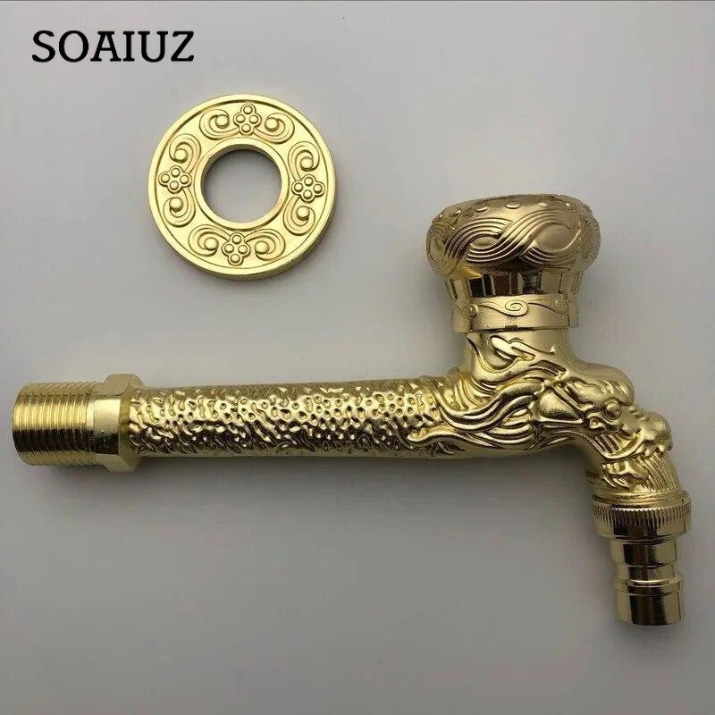 Anituqe Bronze Washing Machine Crane Decorative Outdoor Faucet , Vintage Garden Bibcock Tap Wall Mounted Mop  Brass WF