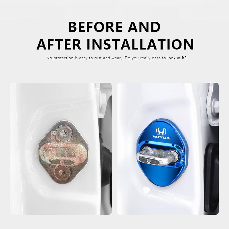 4 PCS/Set Metal Car Door Lock Cover Stickers For Honda Civic FIT CRV Accord Odyssey HRV Antirust Decoration Auto Door Lock Cap RG0