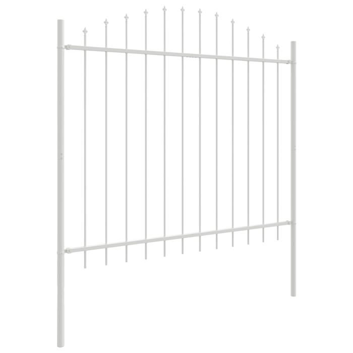 Clôture de jardin vidaXL avec sommet arrondi, blanche, 1,7x1,25 m en acier 42003918