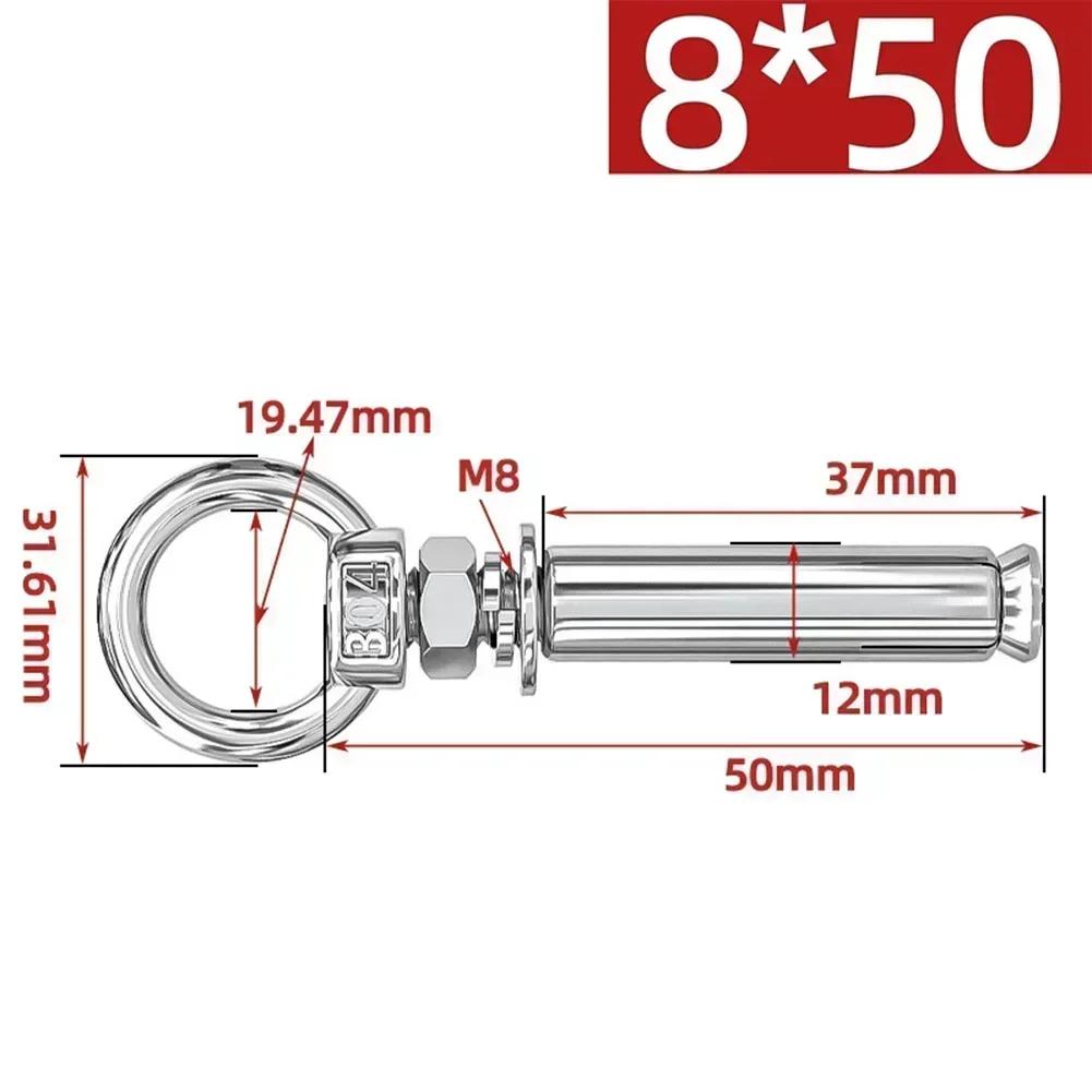 

304 Stainless Steel Expansion Bolts With Eye Screws For Wall Anchors 50 150mm Lengths Waterproof And Rust Proof Design