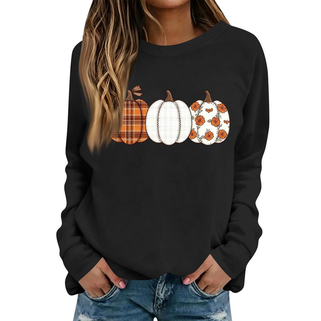 Women's Halloween Print Long Sleeve Neck Casual Top