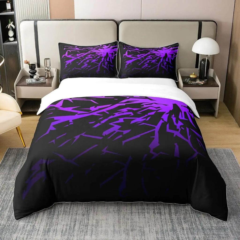 Red Grey White Geometric Bedding Set Full Size Stripes Duvet Cover with 2 Pillow Cases Modern Abstract Design