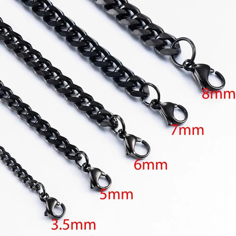 New Style Stainless Steel Cuban Chain Gold Black Color Fashion Hip Hop Men And Women Necklace Jewelry