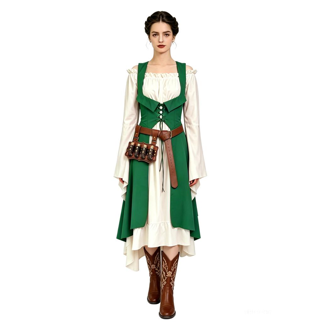 Gothic Fantasy Dress For Women With Polyester Fabric Medieval Renaissance Costume For Stage Performances