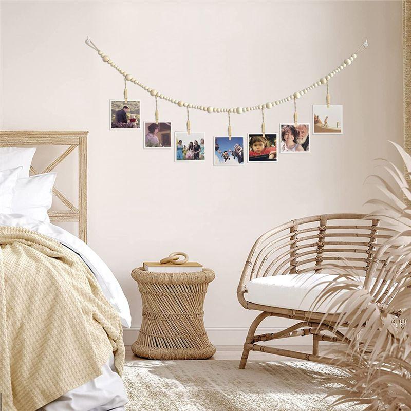 A84X-3Piece Hanging Photo Display Wall Decor Garland Collage Picture Frame With 7 Wood Clips For Home, Office