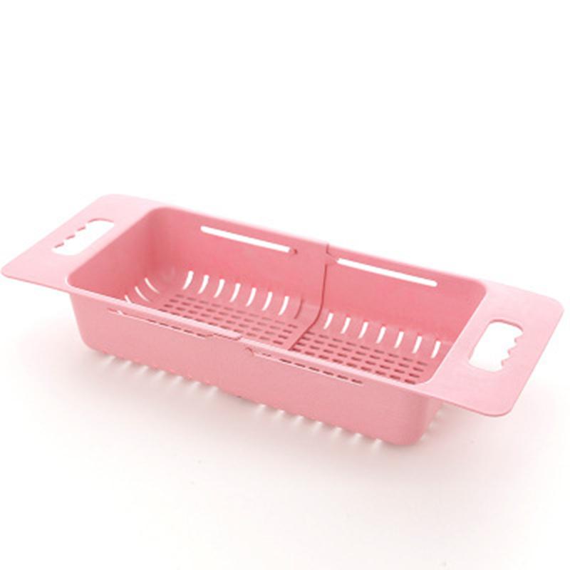Adjustable Dish Drainer Sink Drain Basket Washing Vegetable Fruit Plastic Drying Rack Kitchen Accessories Storage Organizer Tool