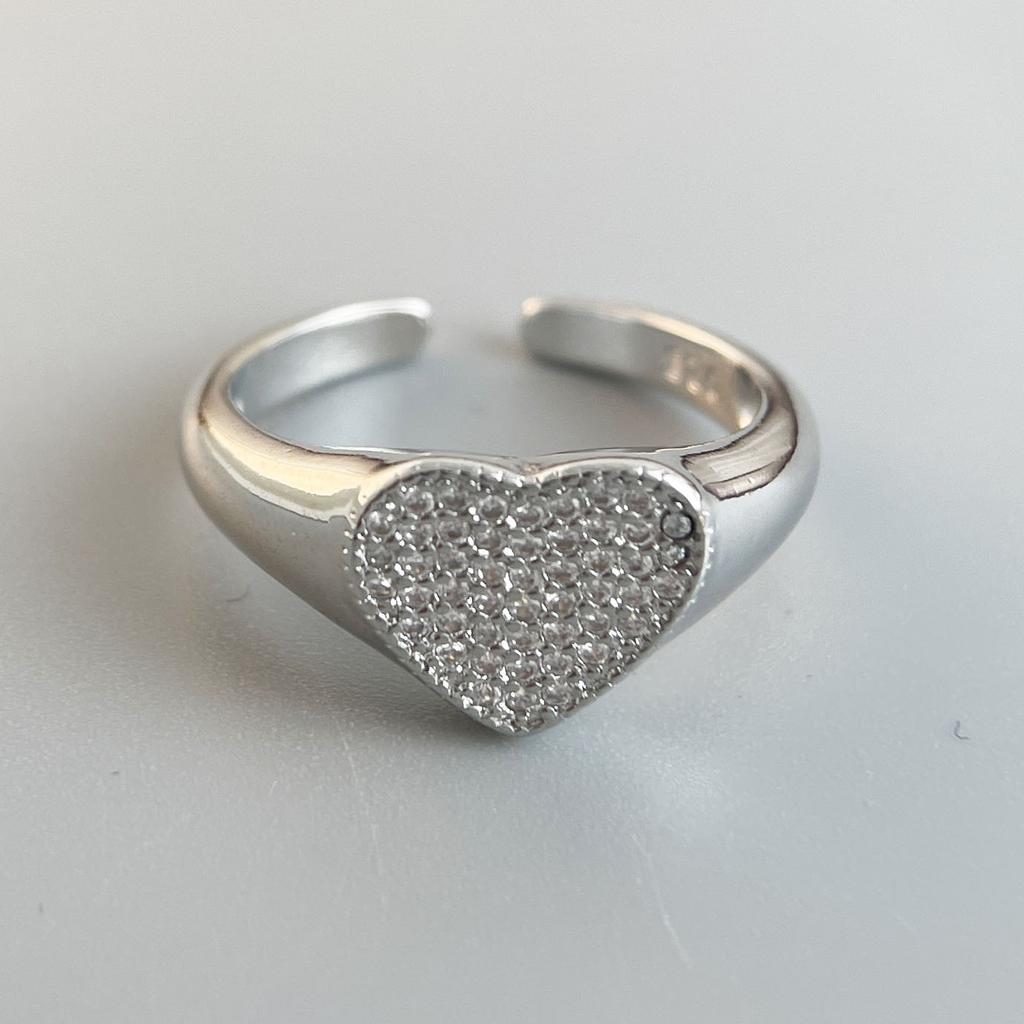 925 Silver Rings for Women Couple Minimalist Handmade Simple Diamond Heart Round Ring Fine Jewelry Gift Prevent Allergy